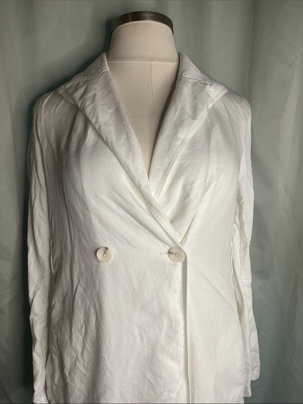 Peruvian Connection White Double-Breasted Lyocell Linen Blazer
